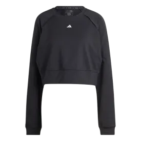 ADIDAS POWER AEROREADY CROP COVER-UP SWEATSHIRT - BLACK