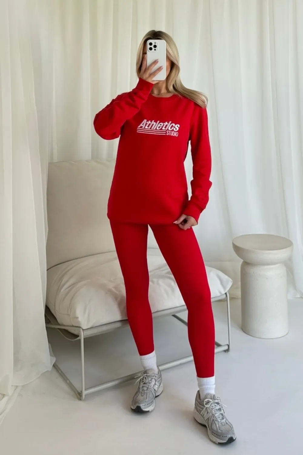 Athletics red embroided sweater