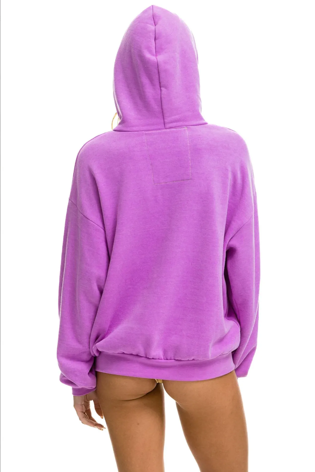 AVIATOR NATION UNISEX LOGO PULLOVER RELAXED HOODIE - NEON PURPLE SHIPS IN 1 WEEK