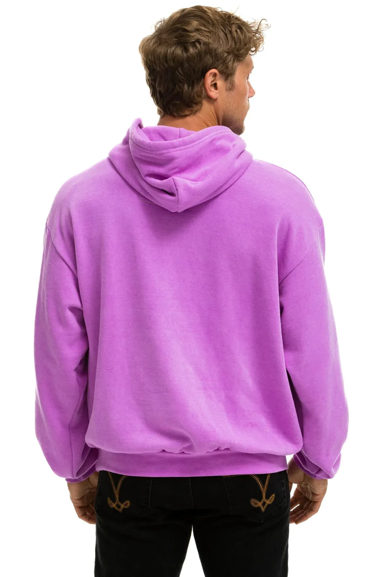 AVIATOR NATION UNISEX LOGO PULLOVER RELAXED HOODIE - NEON PURPLE SHIPS IN 1 WEEK