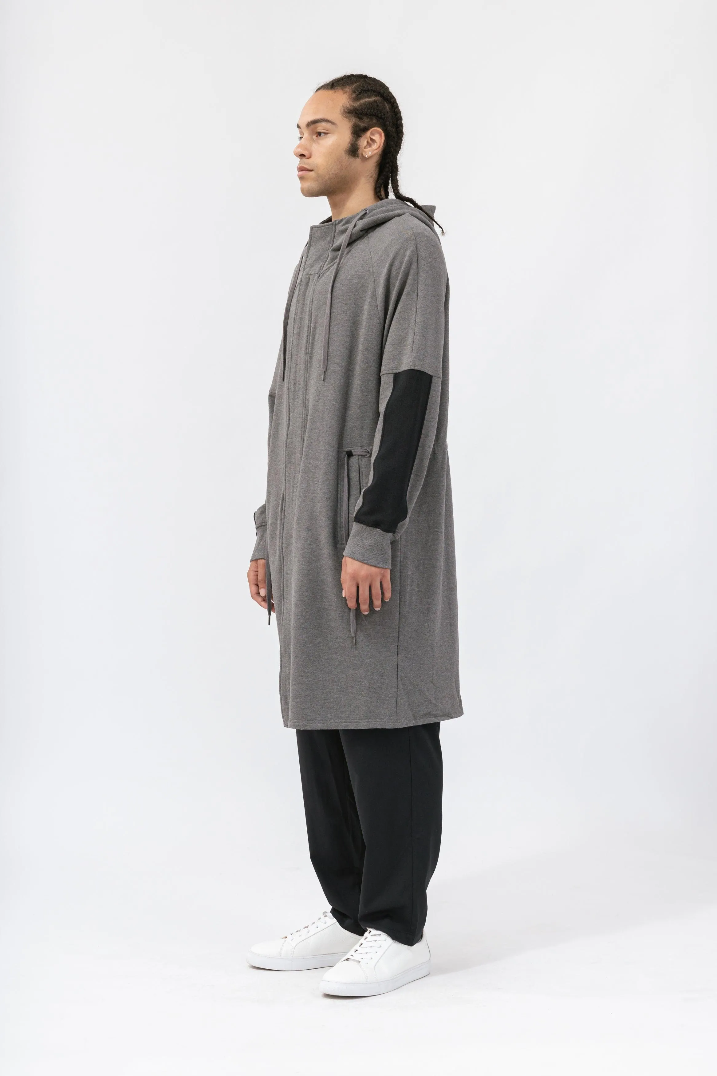 Bamboo Brushed-Back Long Length Zip-Up Hoodie