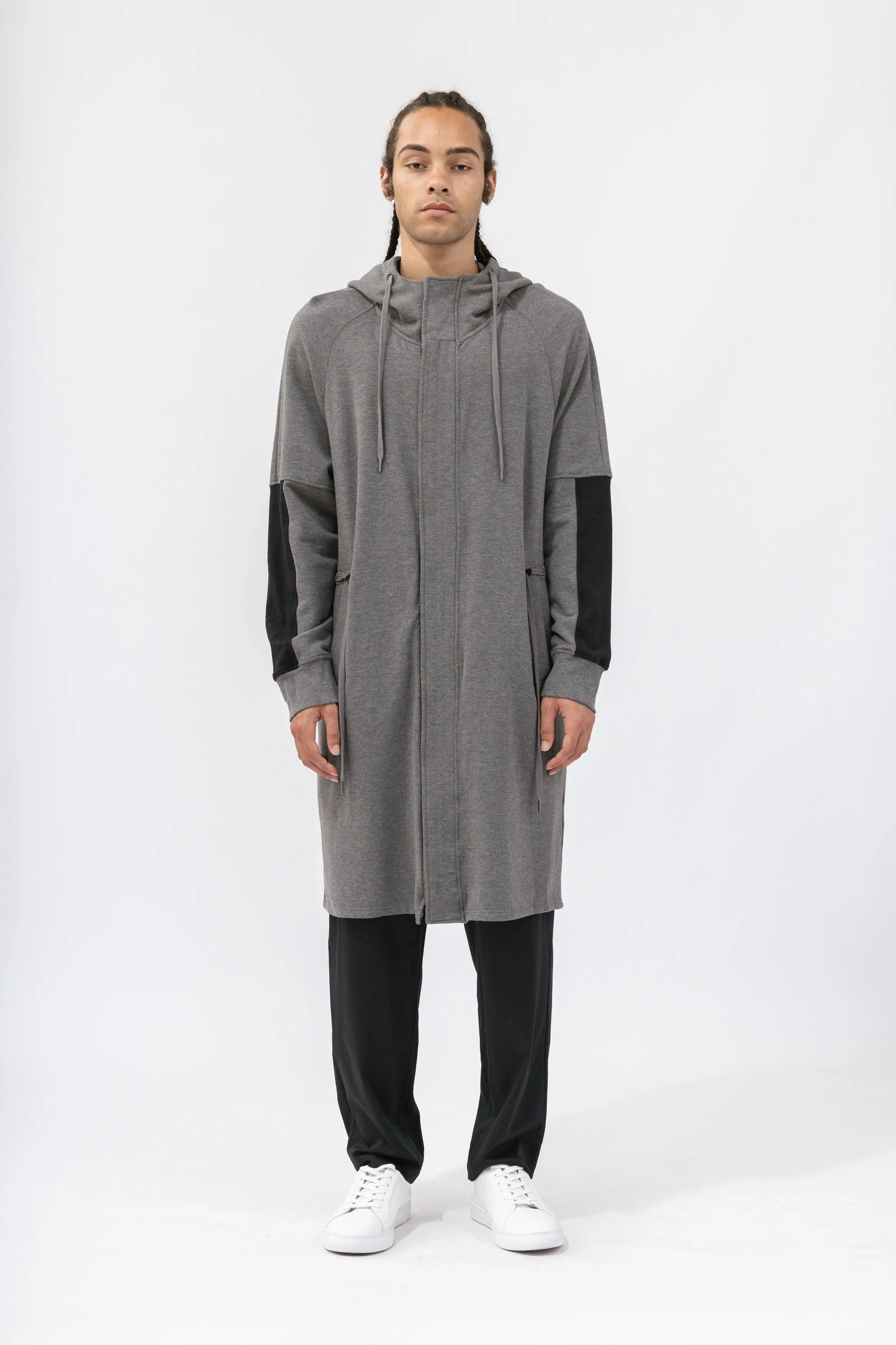 Bamboo Brushed-Back Long Length Zip-Up Hoodie