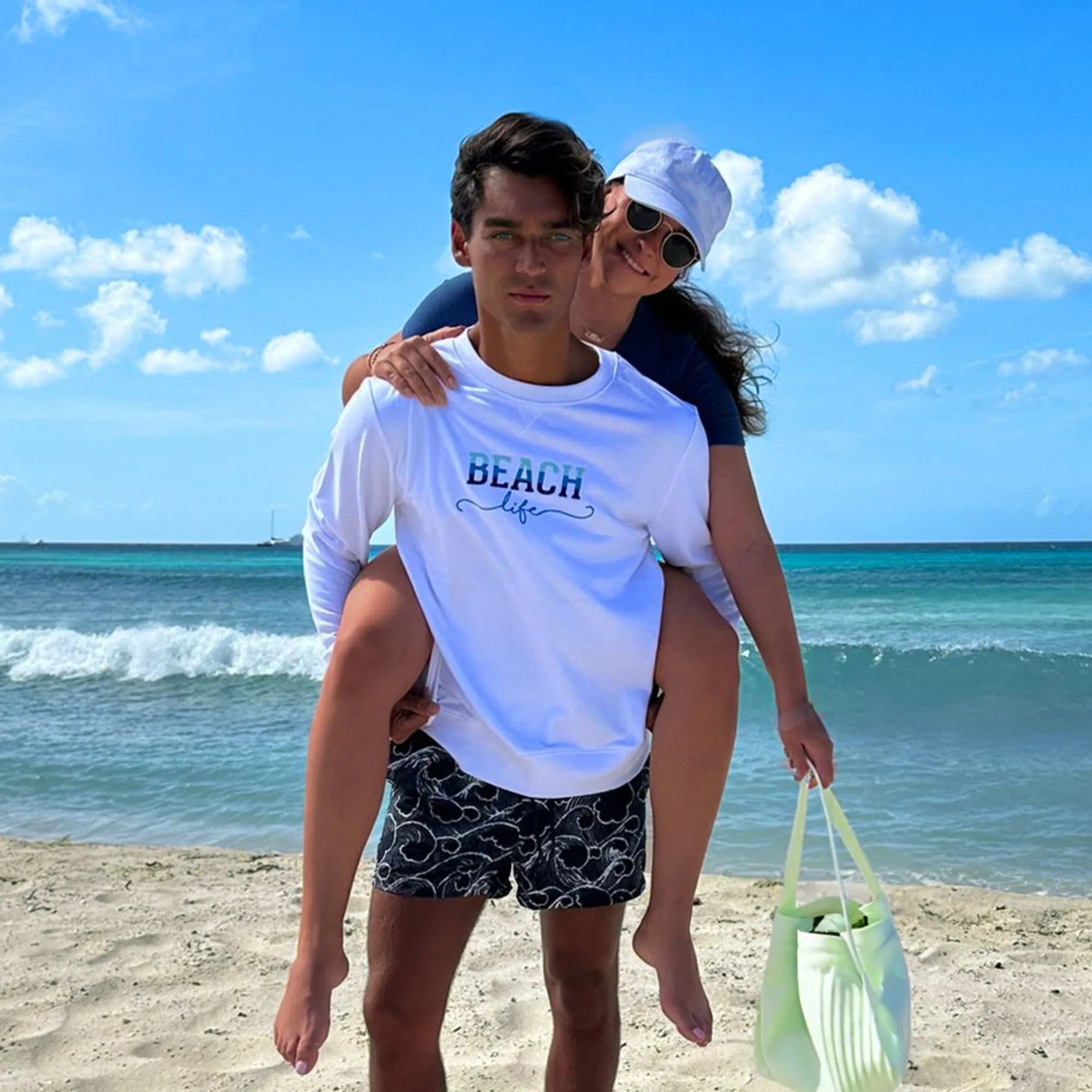 Beach Life White Cotton Blend French Terry Sweatshirt