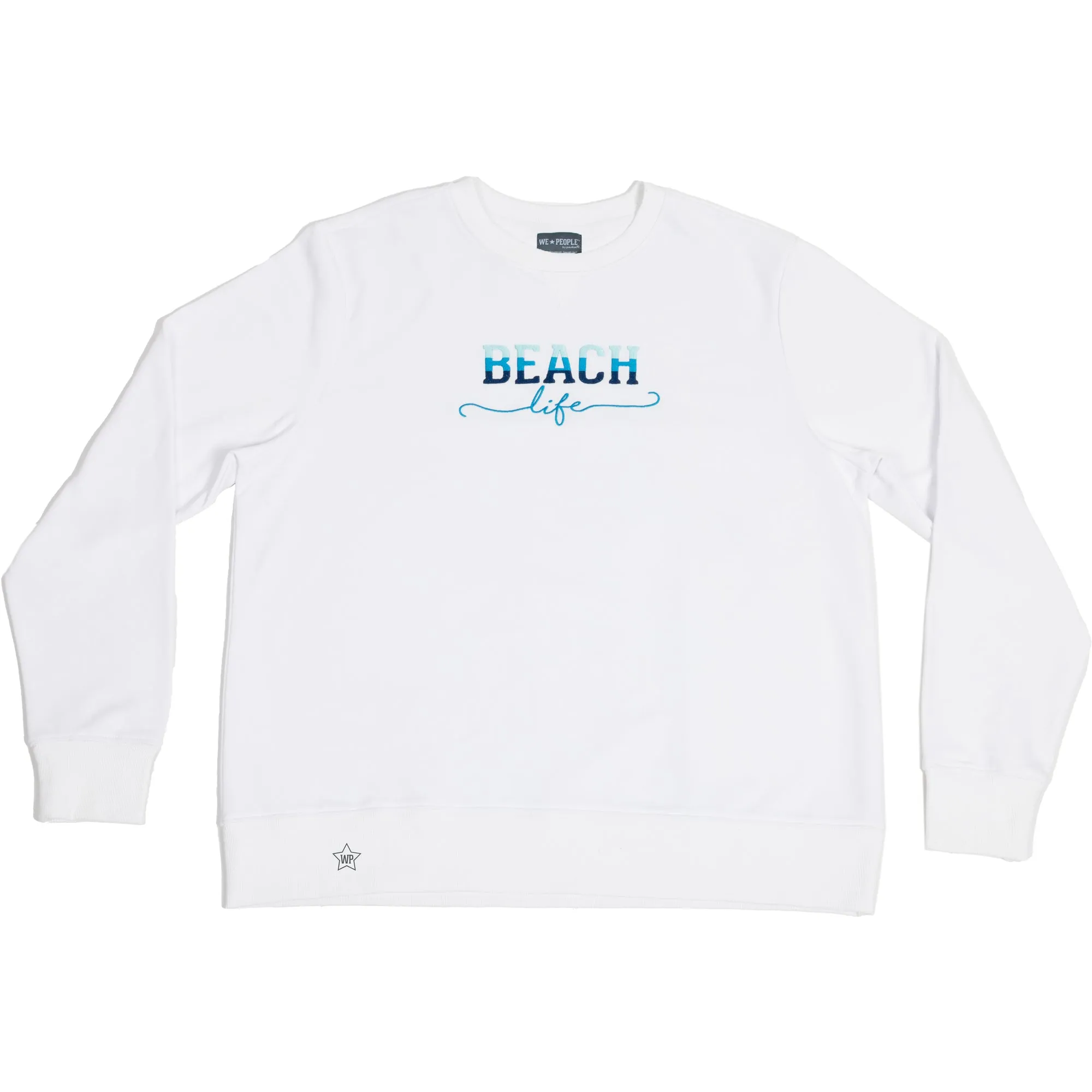 Beach Life White Cotton Blend French Terry Sweatshirt