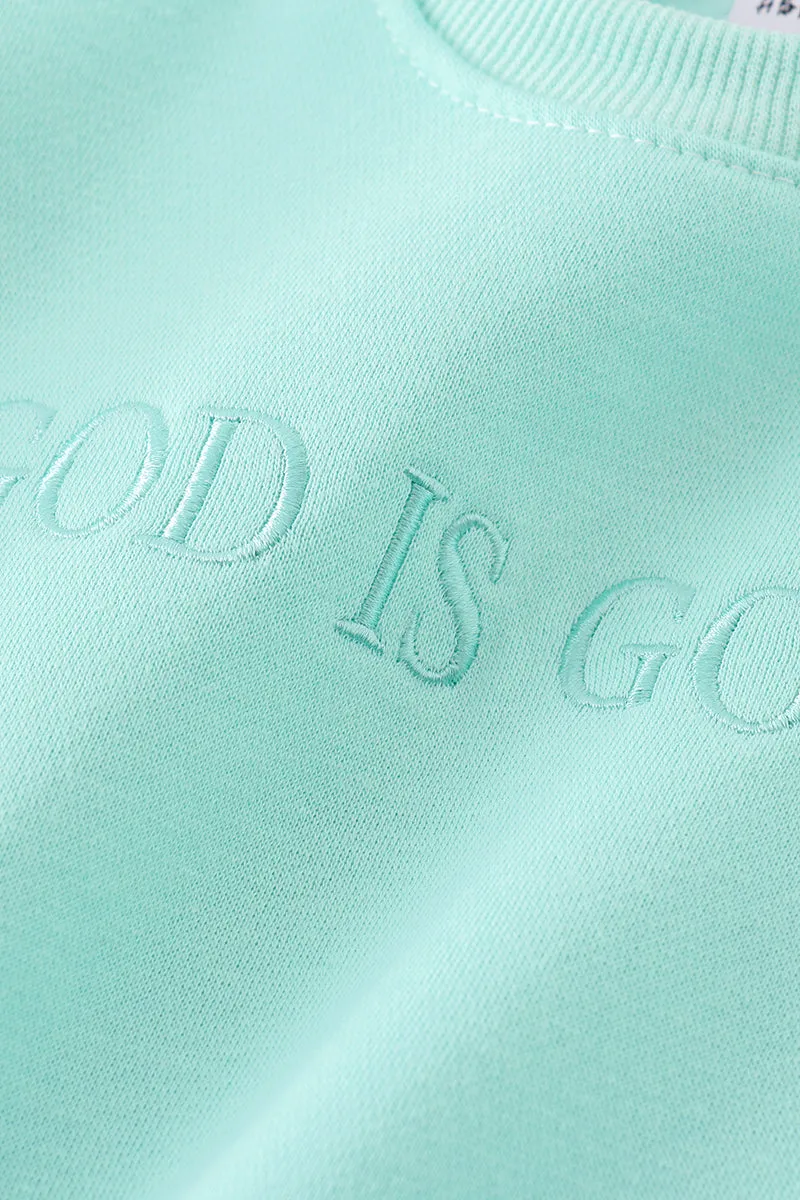 Blue god is good embroidery mom&me fleece sweatshirt