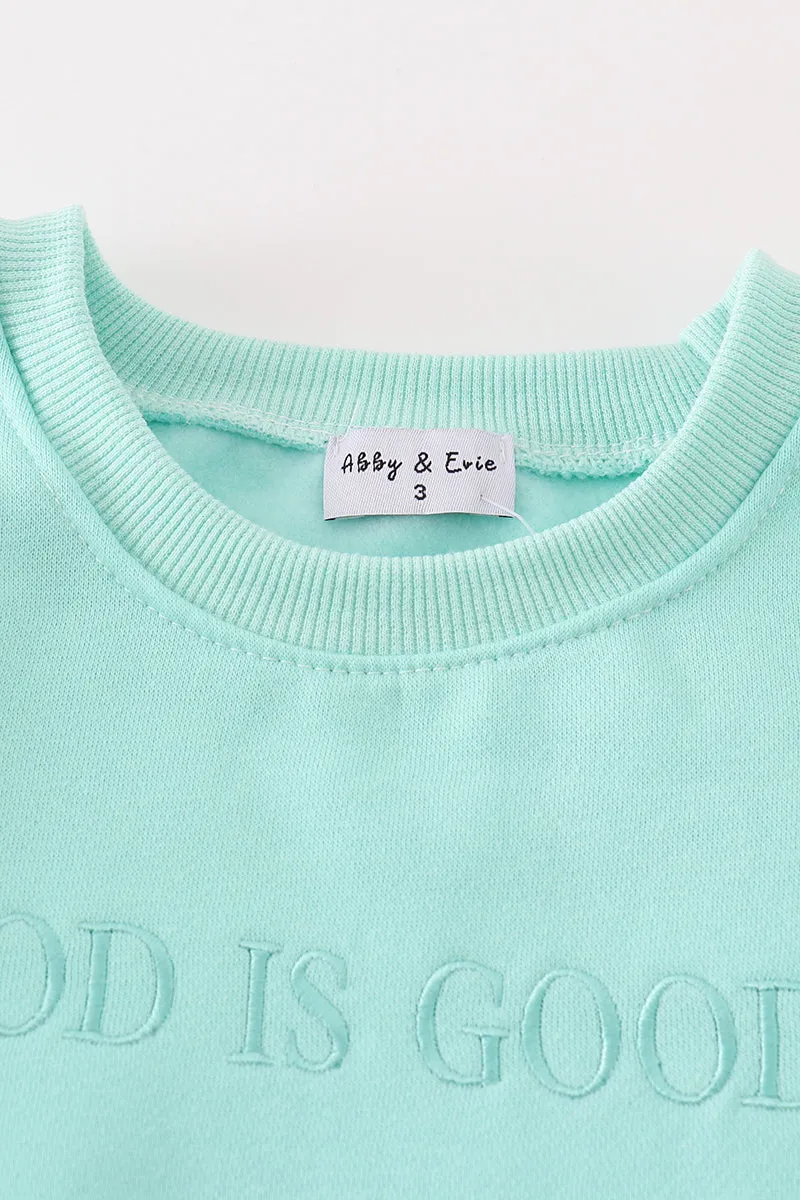 Blue god is good embroidery mom&me fleece sweatshirt