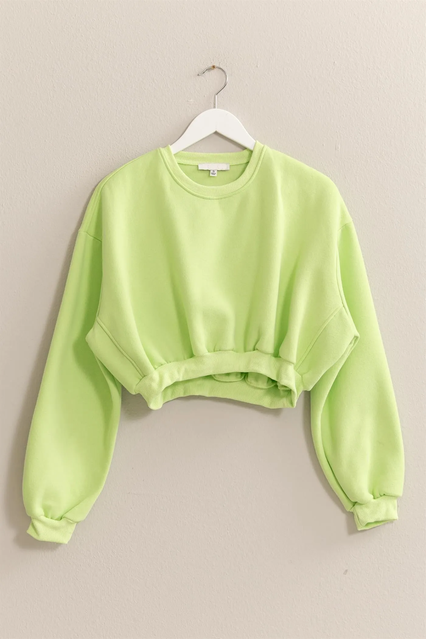 Bright Cropped Sweatshirt - Lime Green