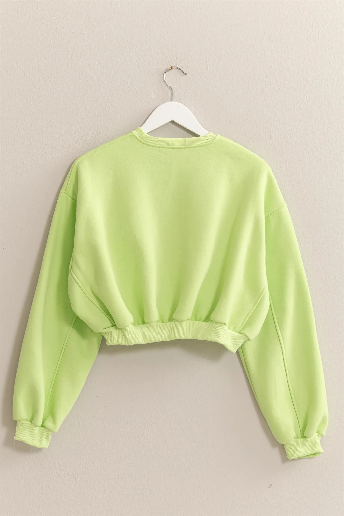 Bright Cropped Sweatshirt - Lime Green