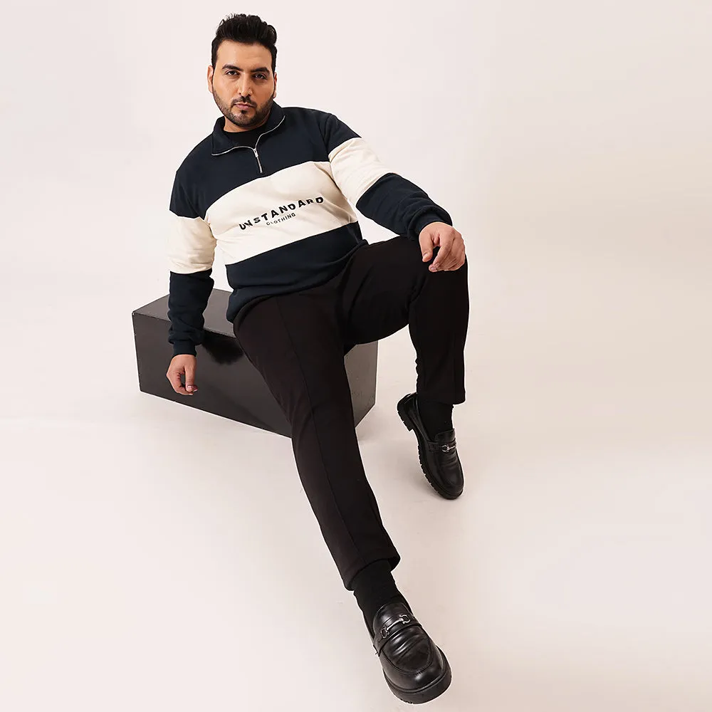 Colour Block Classic Quarter Zipper Sweatshirt