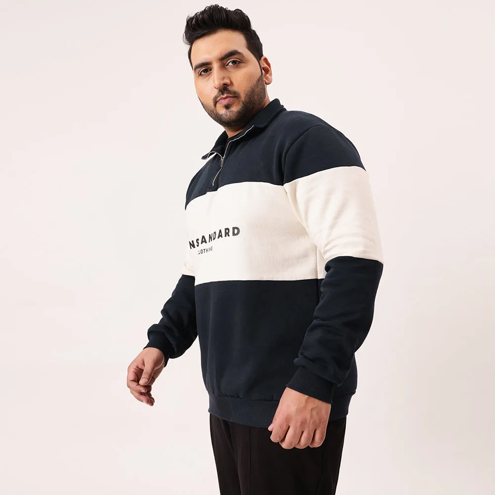 Colour Block Classic Quarter Zipper Sweatshirt