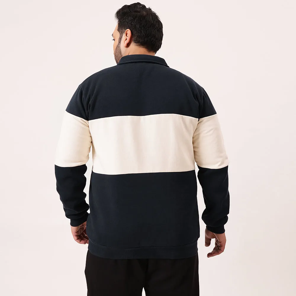 Colour Block Classic Quarter Zipper Sweatshirt