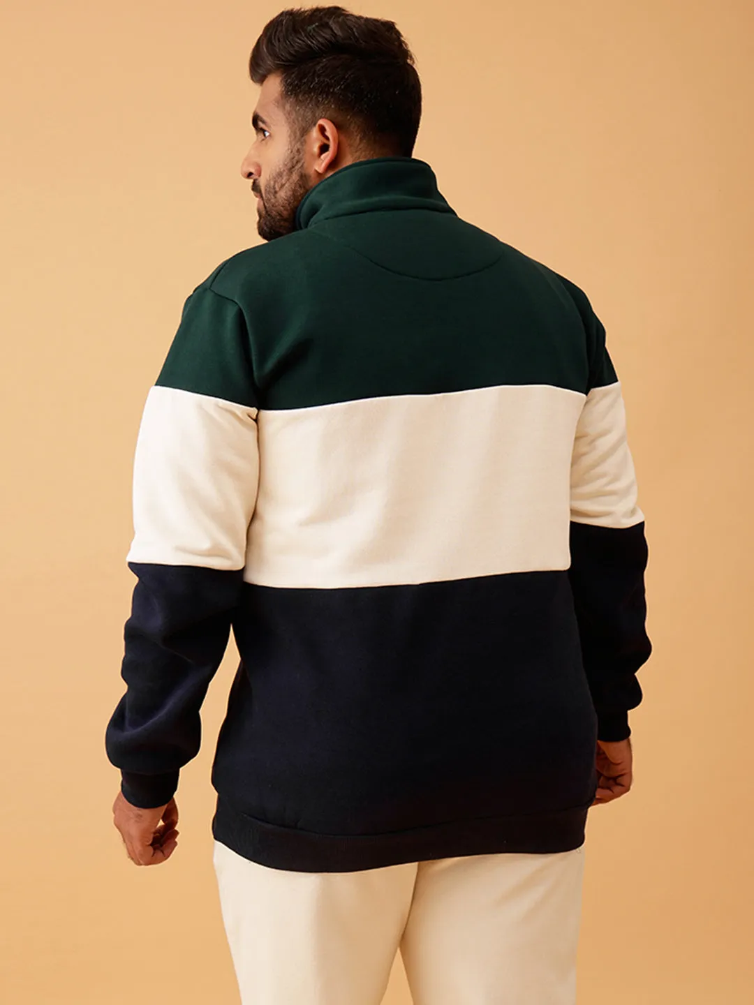 Colour Block Classic Quarter Zipper Sweatshirt