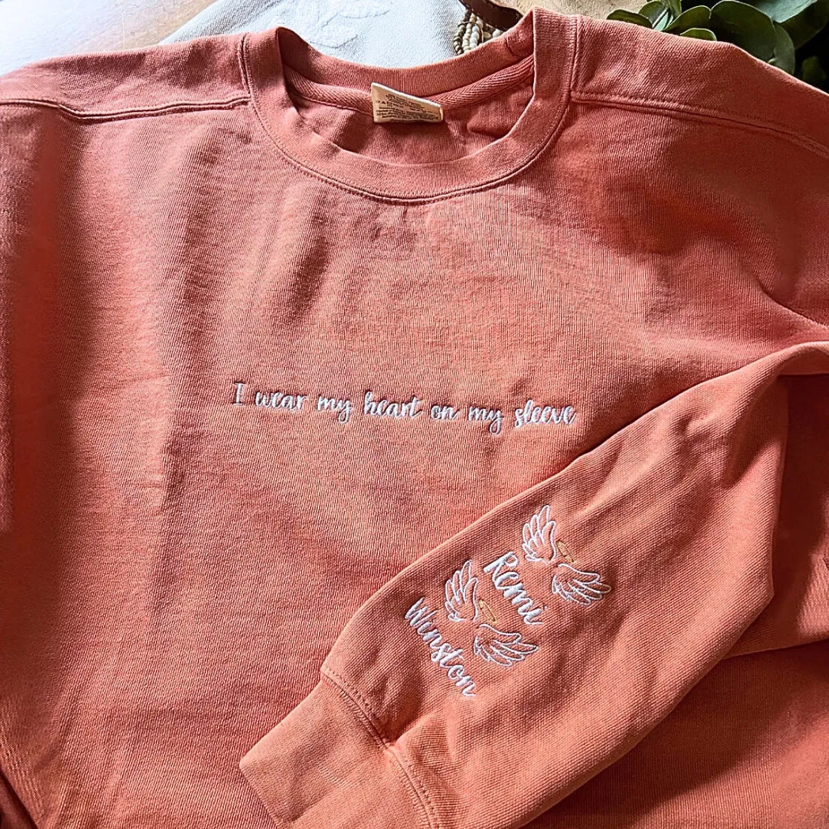 Comfort Color® In My Dog Mom Era Sweatshirt with Custom Embroidered Dog Ear on Sleeve