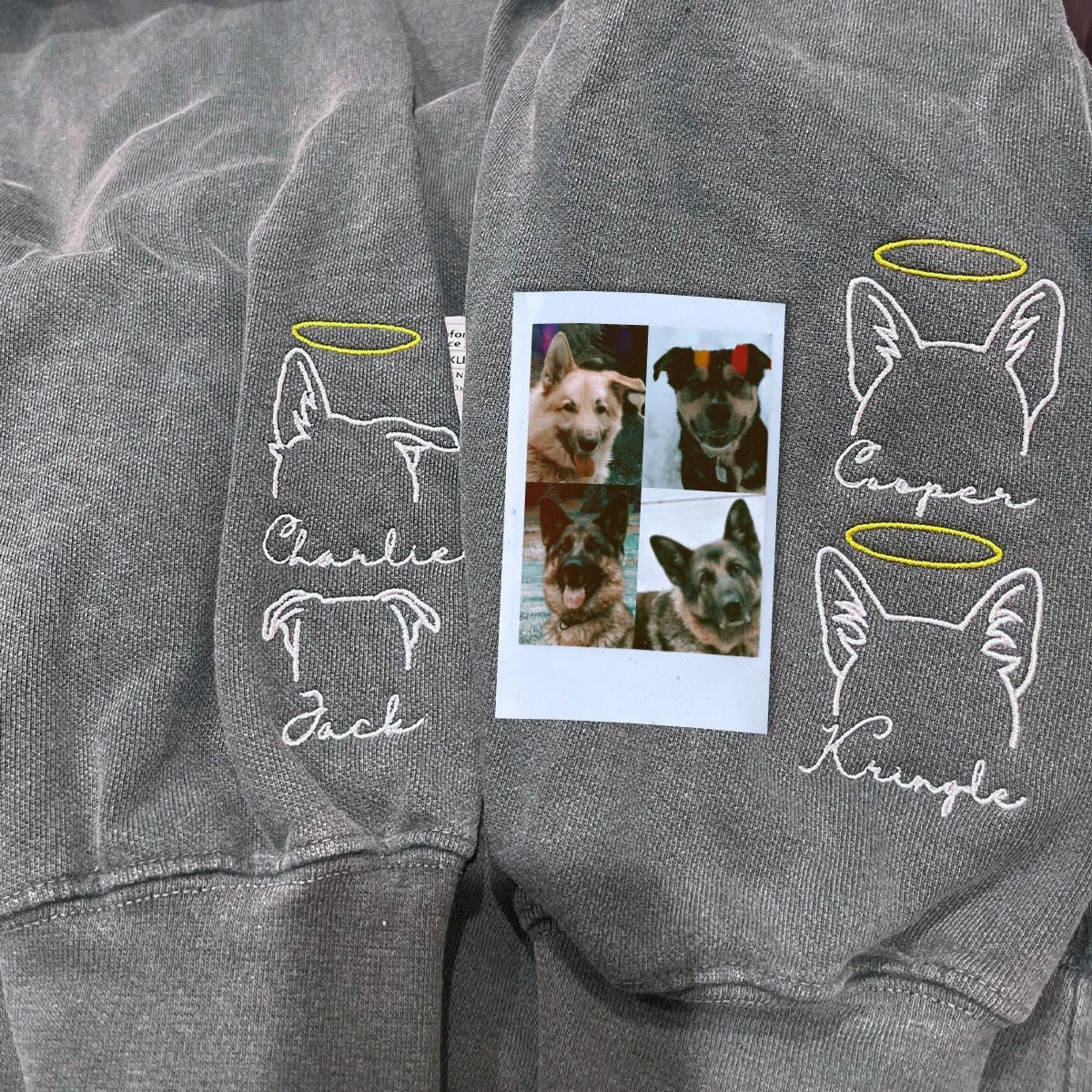 Comfort Color® In My Dog Mom Era Sweatshirt with Custom Embroidered Dog Ear on Sleeve