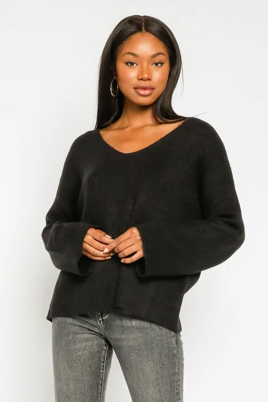 COZY V-NECK PULLOVER SWEATER