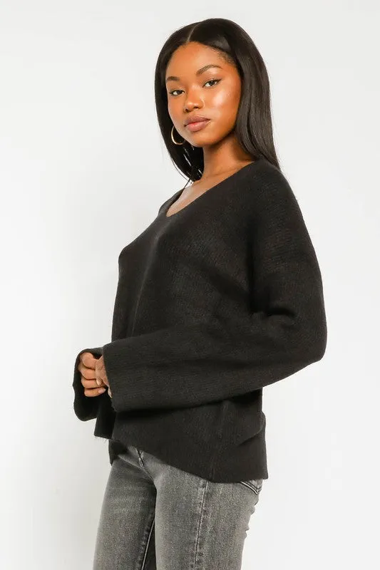 COZY V-NECK PULLOVER SWEATER