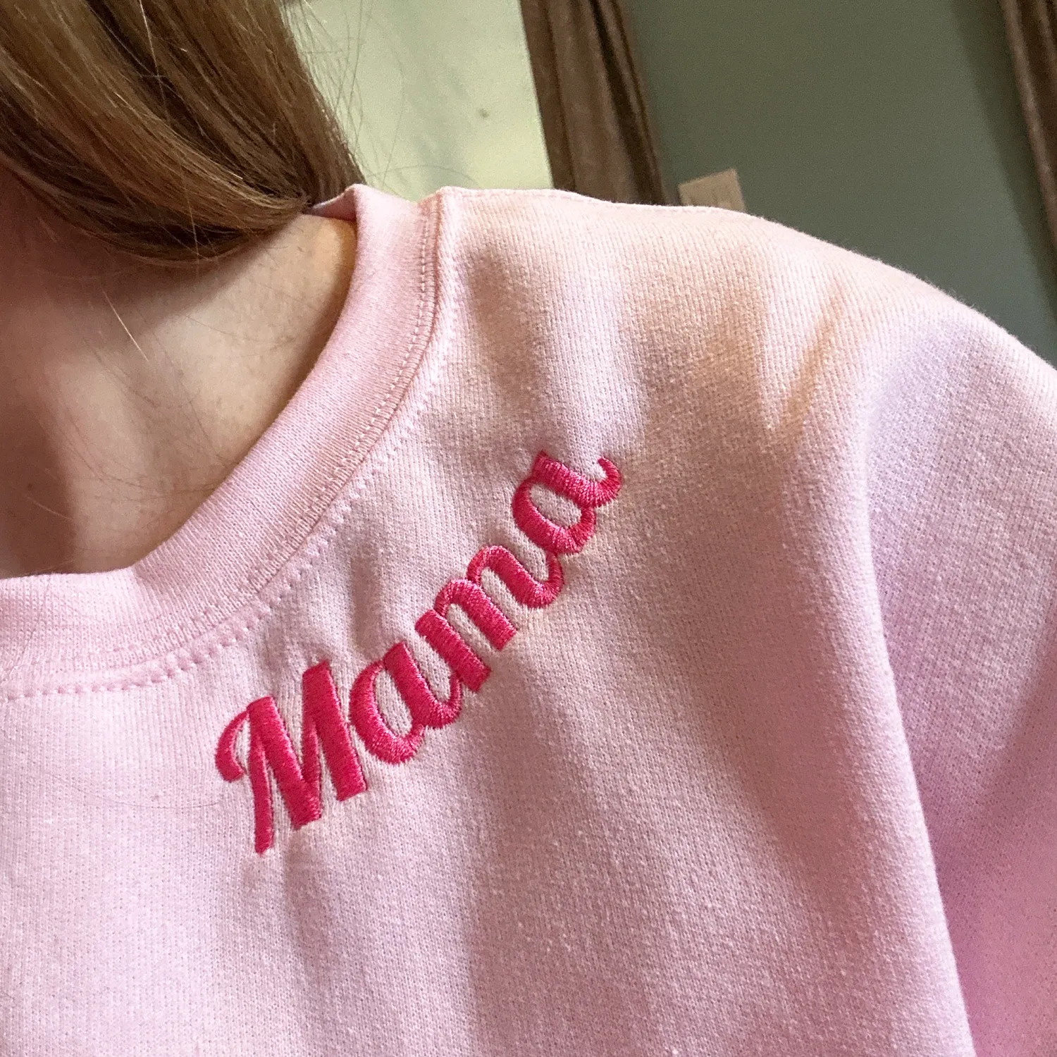 Custom Embroidered Gigi Sweatshirt with Kid Name on Sleeve