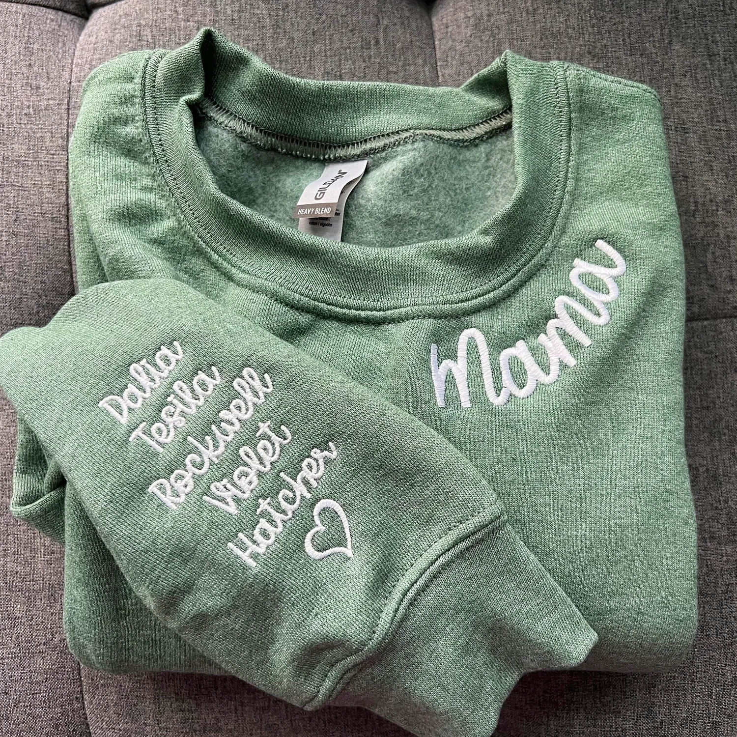 Custom Embroidered Gigi Sweatshirt with Kid Name on Sleeve