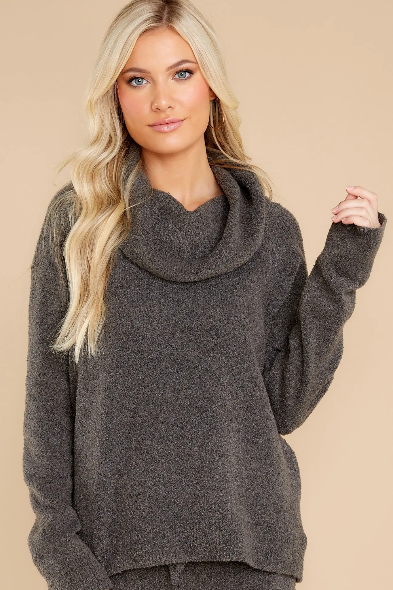 EcoChic® Smokey Gray Cowl Neck Pullover