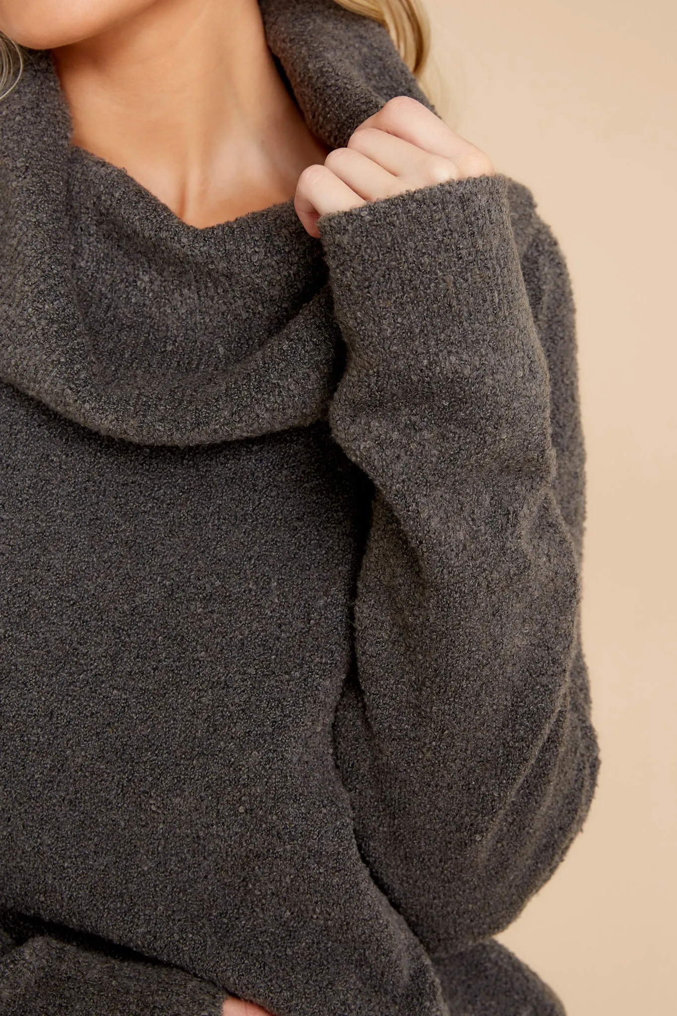 EcoChic® Smokey Gray Cowl Neck Pullover