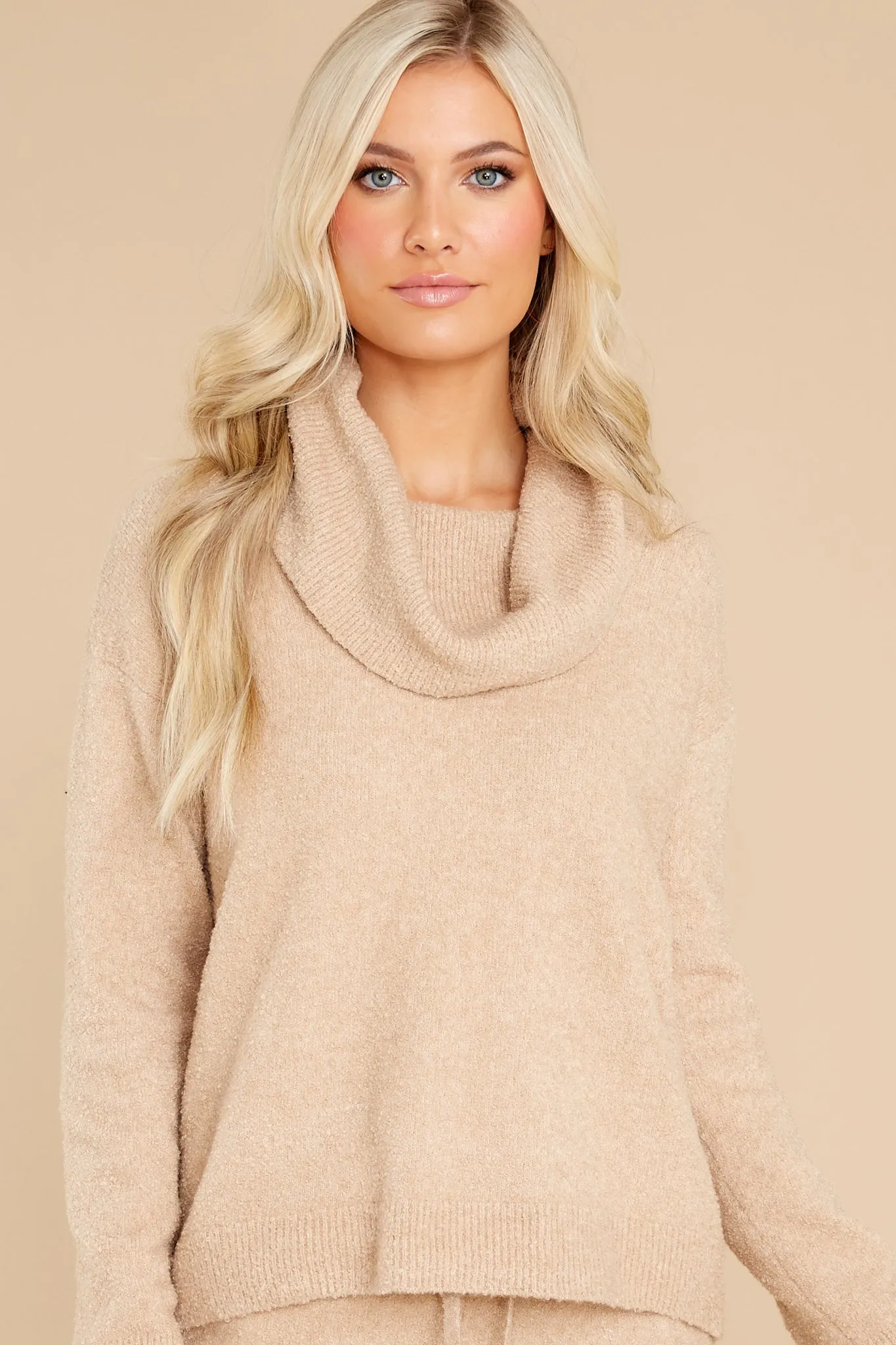 EcoChic® Soft Camel Cowl Neck Pullover