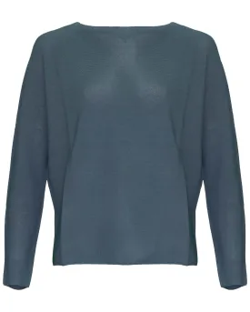 Greyish Blue Crew Neck Pullover