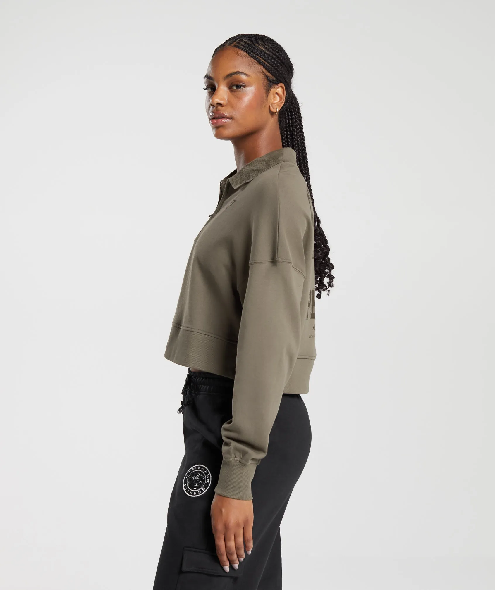 Gymshark Phys Ed Graphic 1/4 Zip - Camo Brown