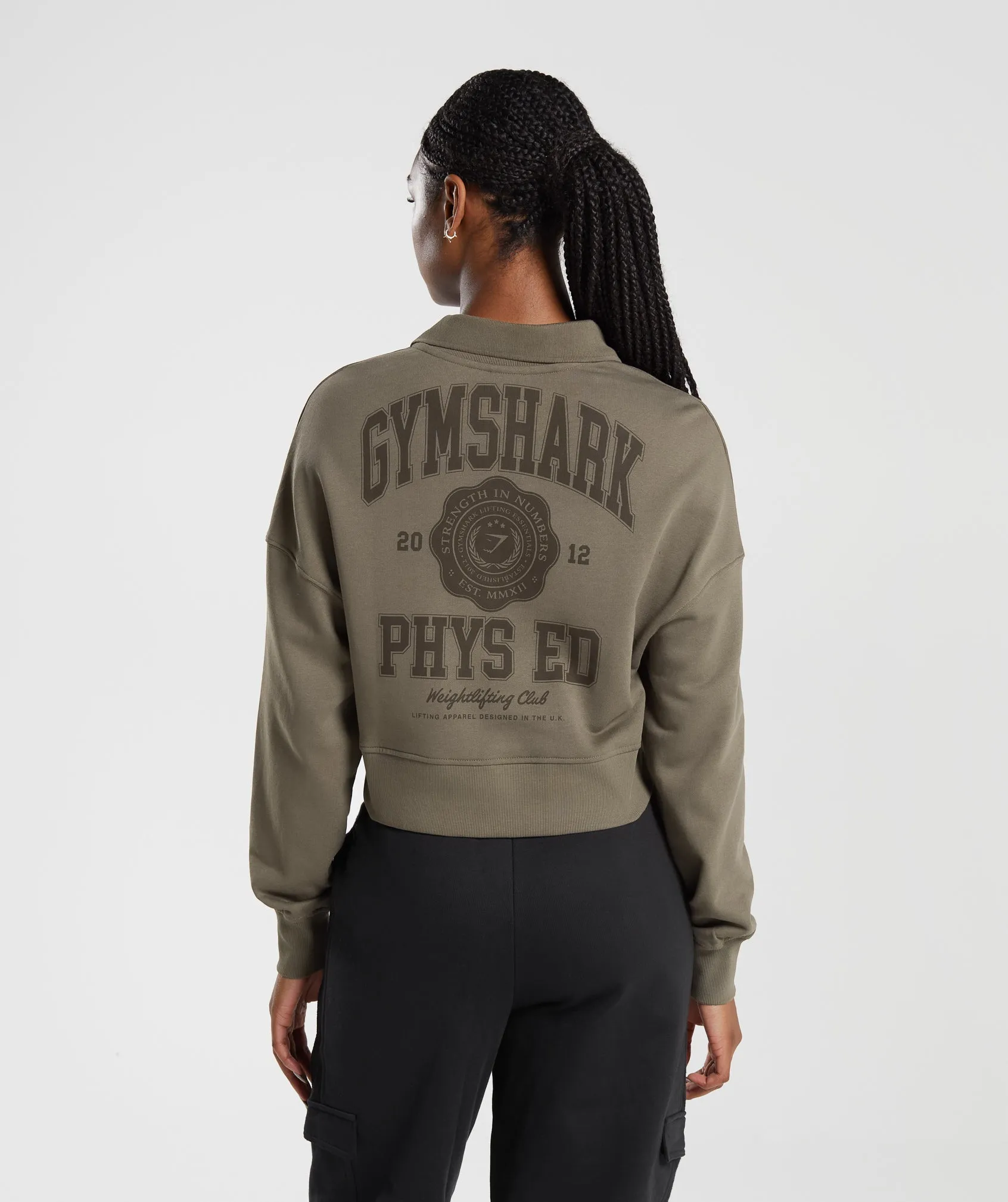 Gymshark Phys Ed Graphic 1/4 Zip - Camo Brown