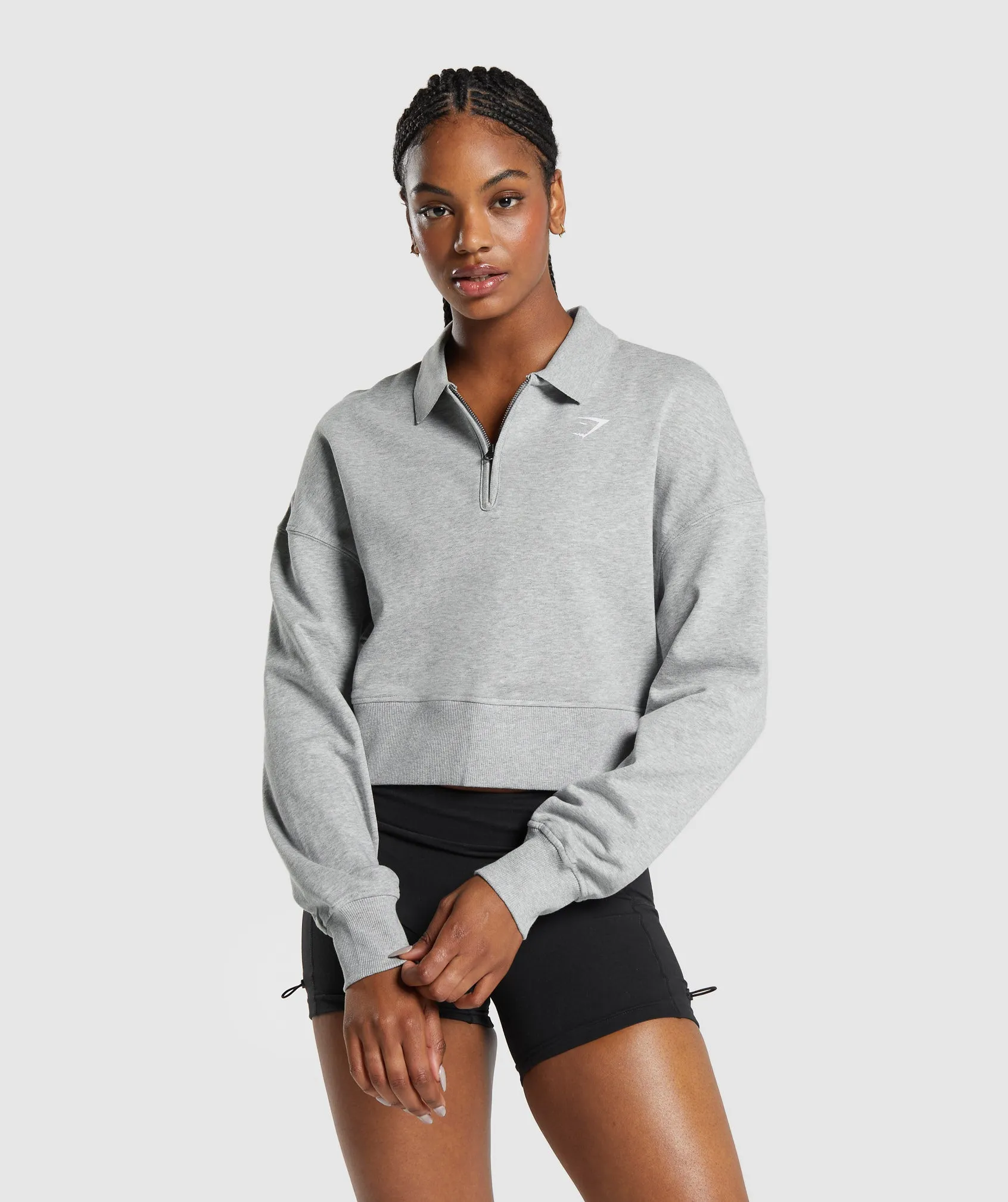 Gymshark Phys Ed Graphic 1/4 Zip - Light Grey Core Marl