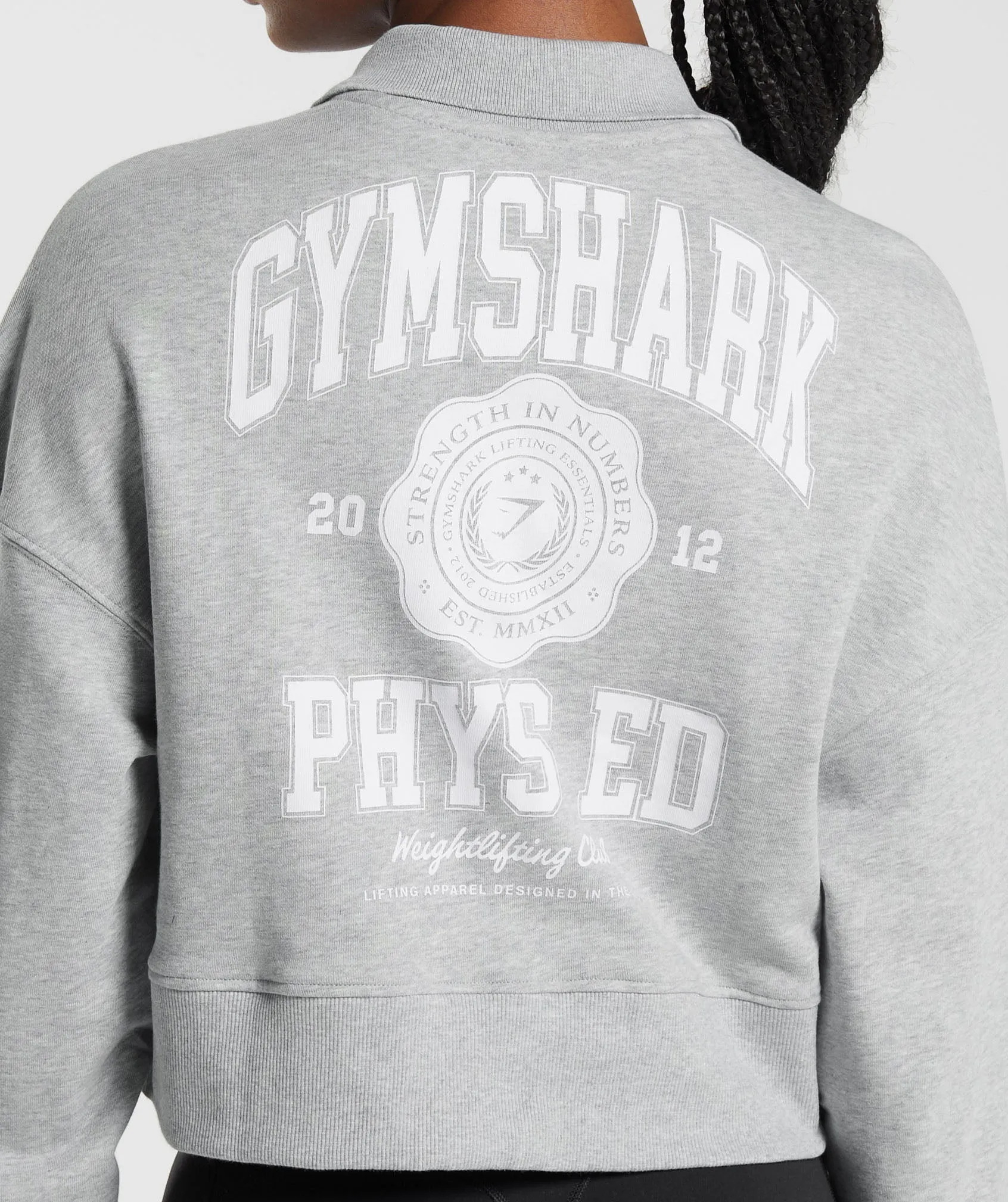 Gymshark Phys Ed Graphic 1/4 Zip - Light Grey Core Marl