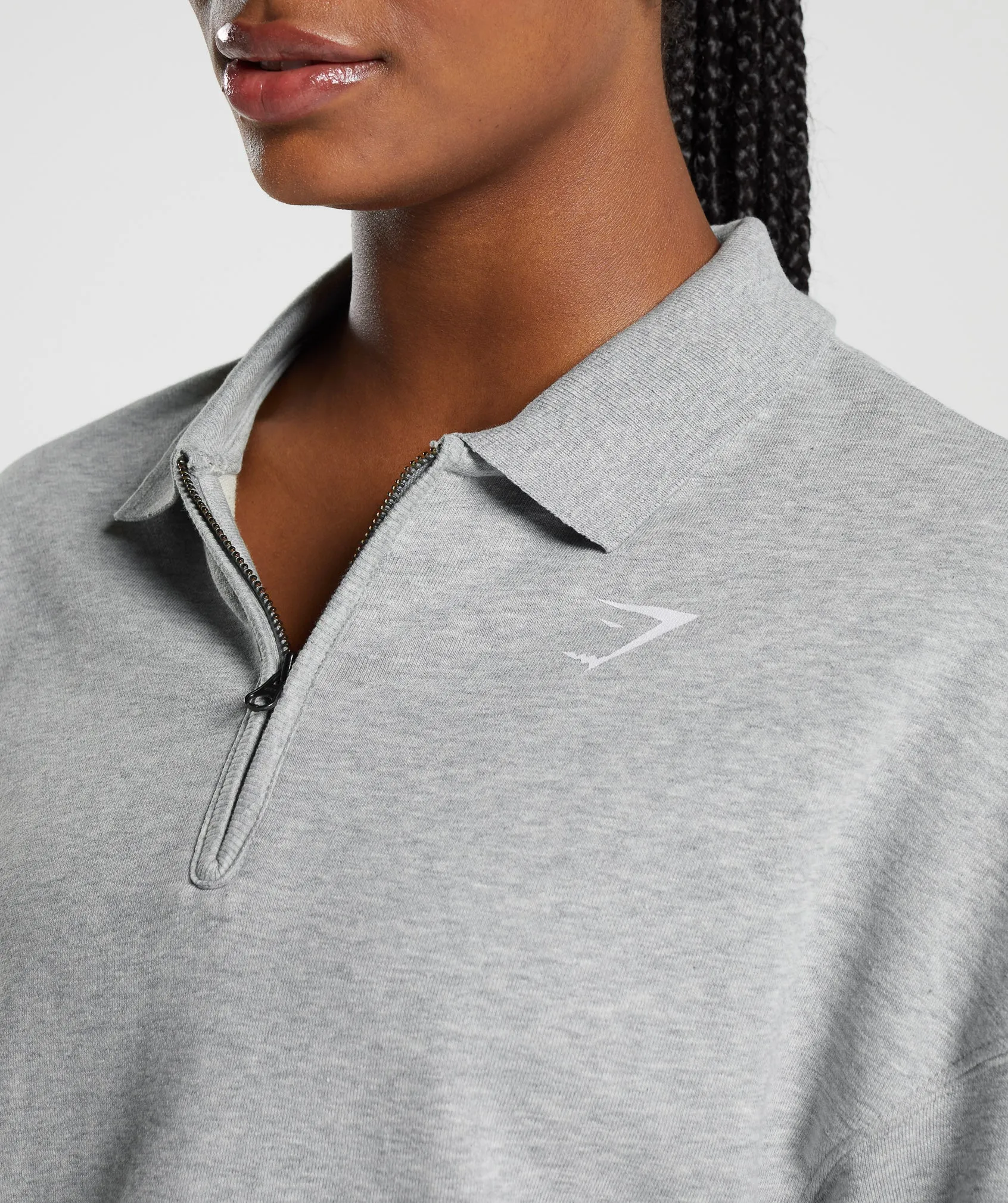 Gymshark Phys Ed Graphic 1/4 Zip - Light Grey Core Marl