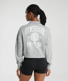 Gymshark Phys Ed Graphic 1/4 Zip - Light Grey Core Marl