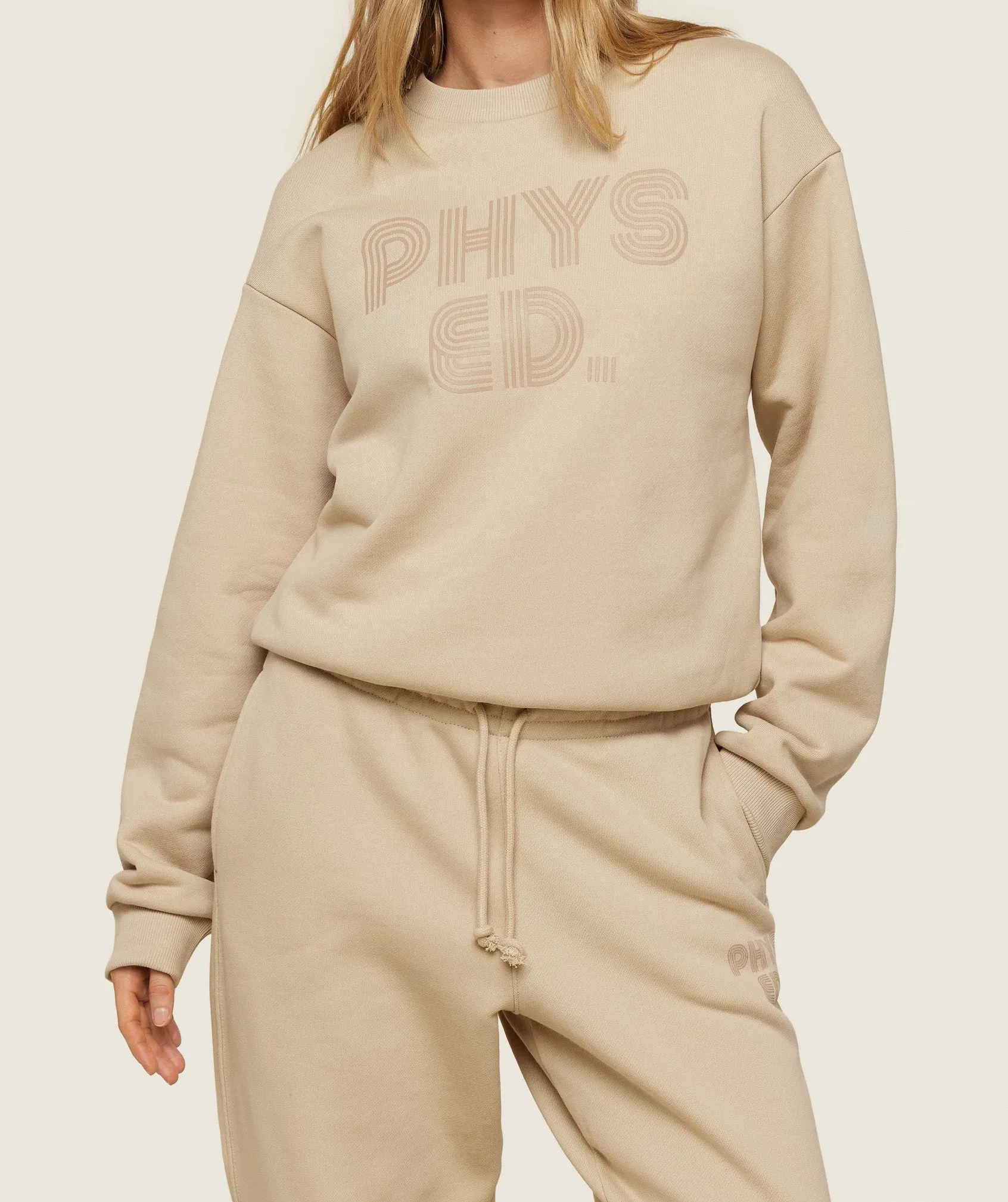 Gymshark Phys Ed Graphics Relaxed Sweatshirt - Vanilla Beige