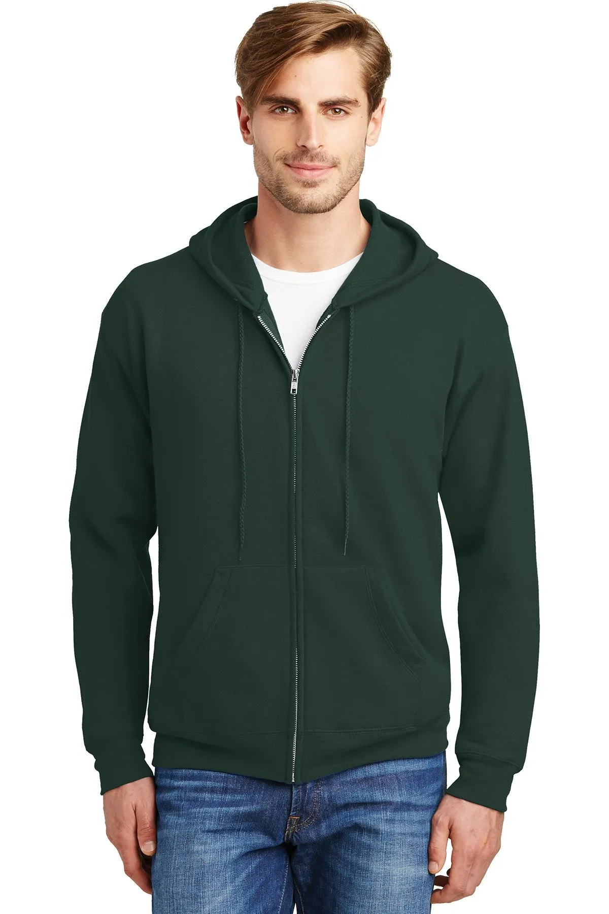 Hanes Ecosmart Full Zip Hooded Sweatshirt P180 Deep Forest