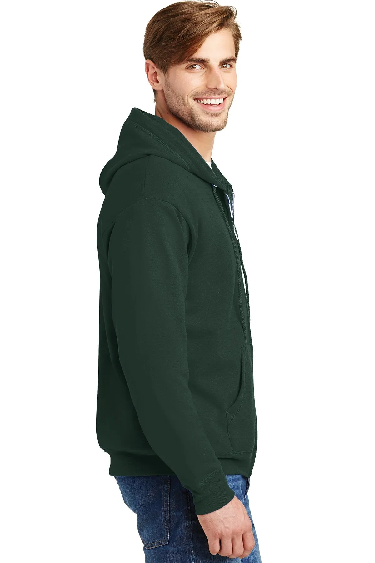 Hanes Ecosmart Full Zip Hooded Sweatshirt P180 Deep Forest