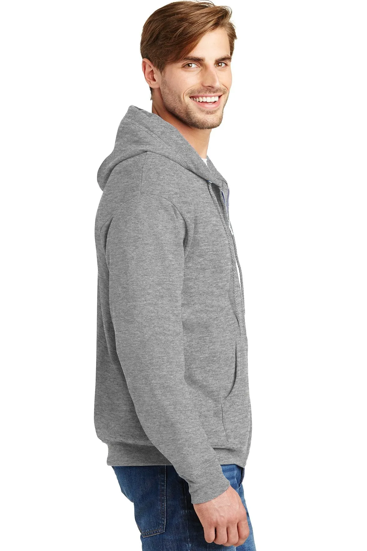 Hanes Ecosmart Full Zip Hooded Sweatshirt P180 Light Steel