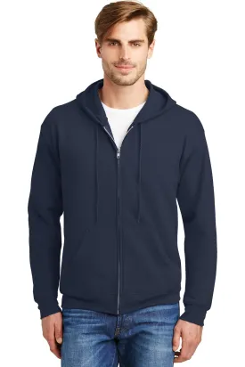 Hanes Ecosmart Full Zip Hooded Sweatshirt P180 Navy