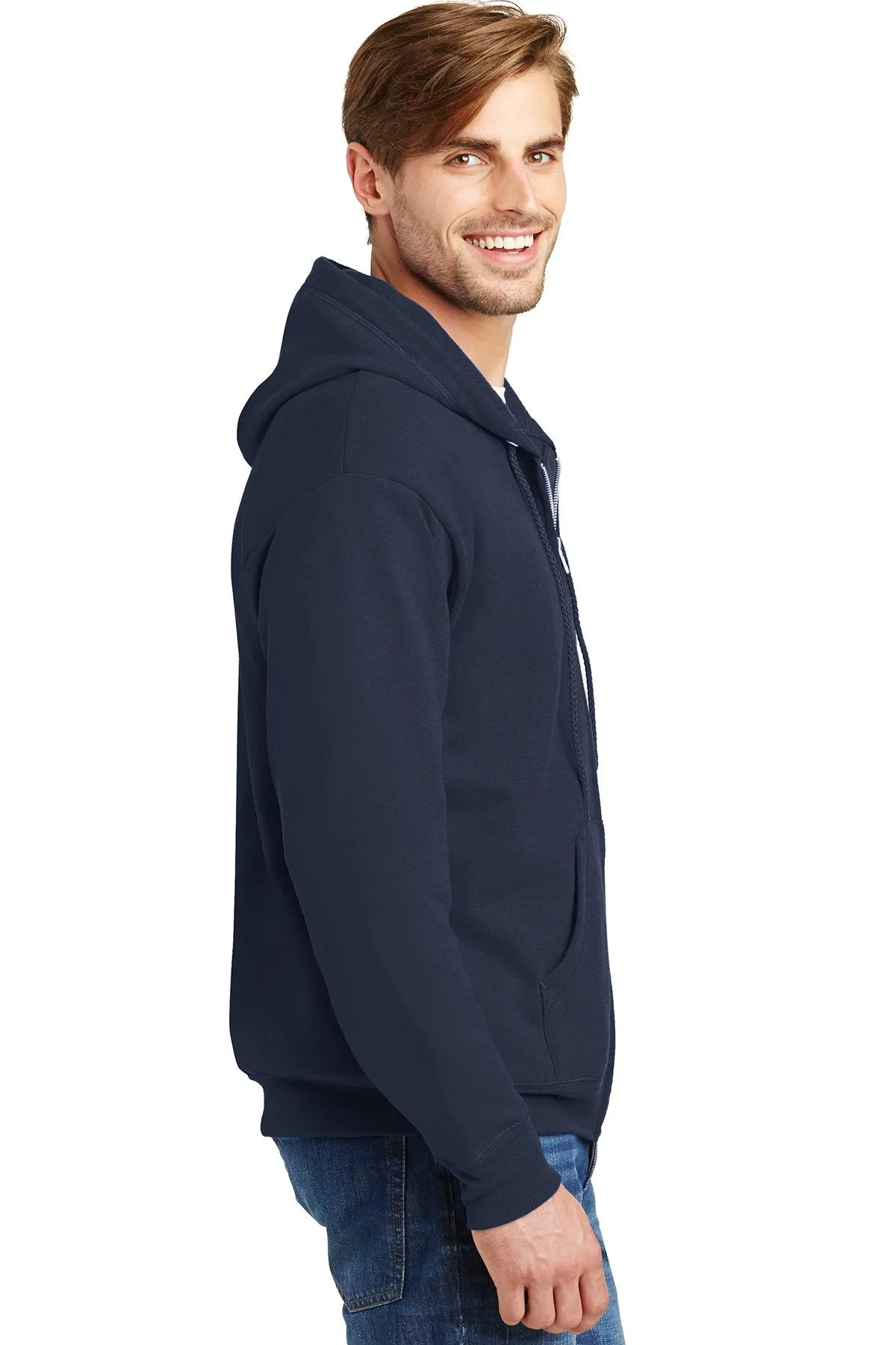 Hanes Ecosmart Full Zip Hooded Sweatshirt P180 Navy