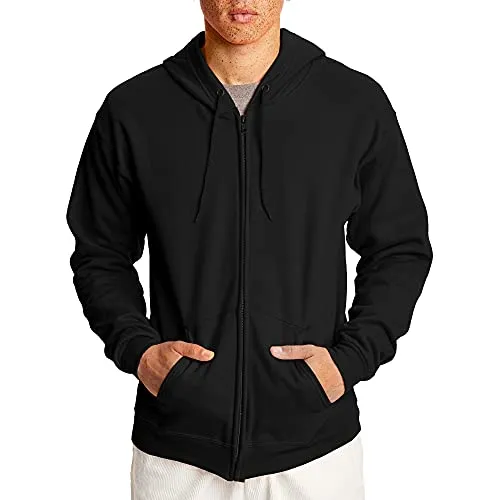 Hanes Men's Full-Zip Eco-Smart Hoodie, Black, X-Large