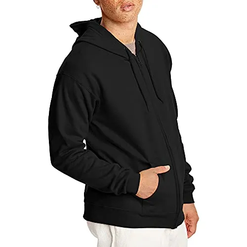 Hanes Men's Full-Zip Eco-Smart Hoodie, Black, X-Large