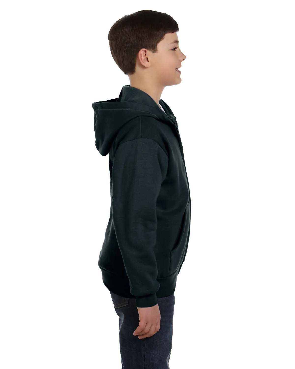 Hanes P480 Youth EcoSmart 50/50 Full-Zip Hooded Sweatshirt