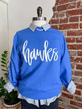 Hawk Hand Lettered Puff Sweatshirt - Royal Blue