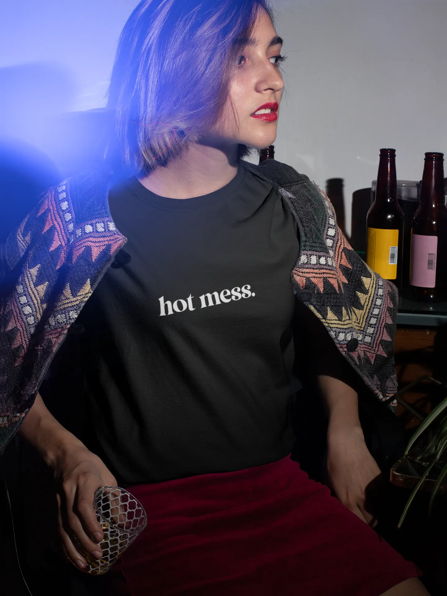 Hot Girl Hot Mess Organic Embroidered Graphic Short Sleeve Tee