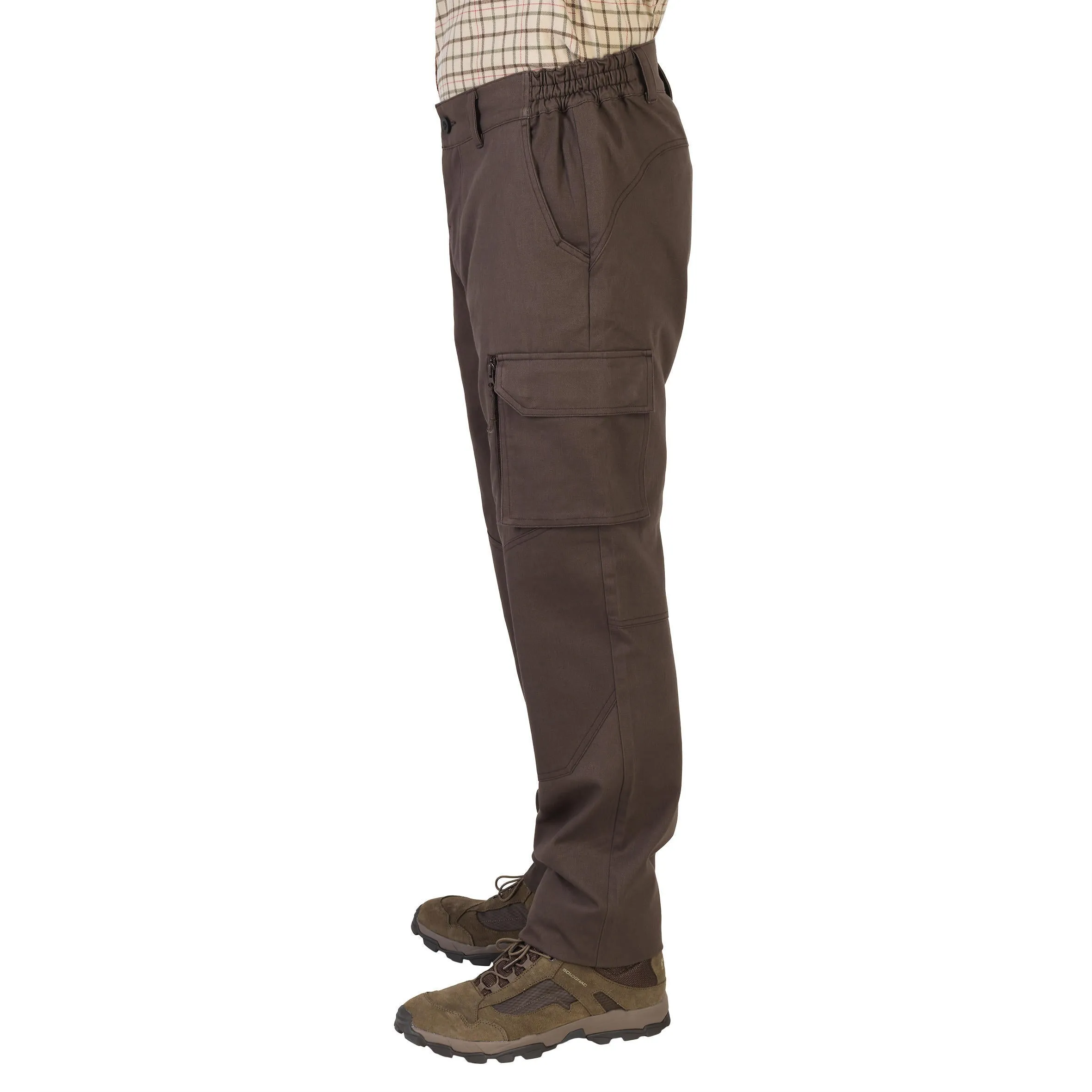 Hunting trousers 520 durable comfortable brown SOLOGNAC, coffee brown