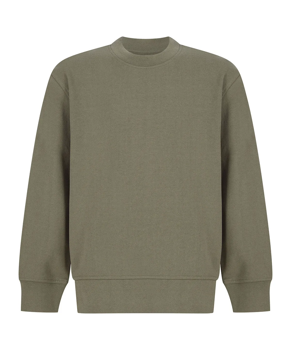 Khaki - Kids sustainable fashion curved hem sweatshirt