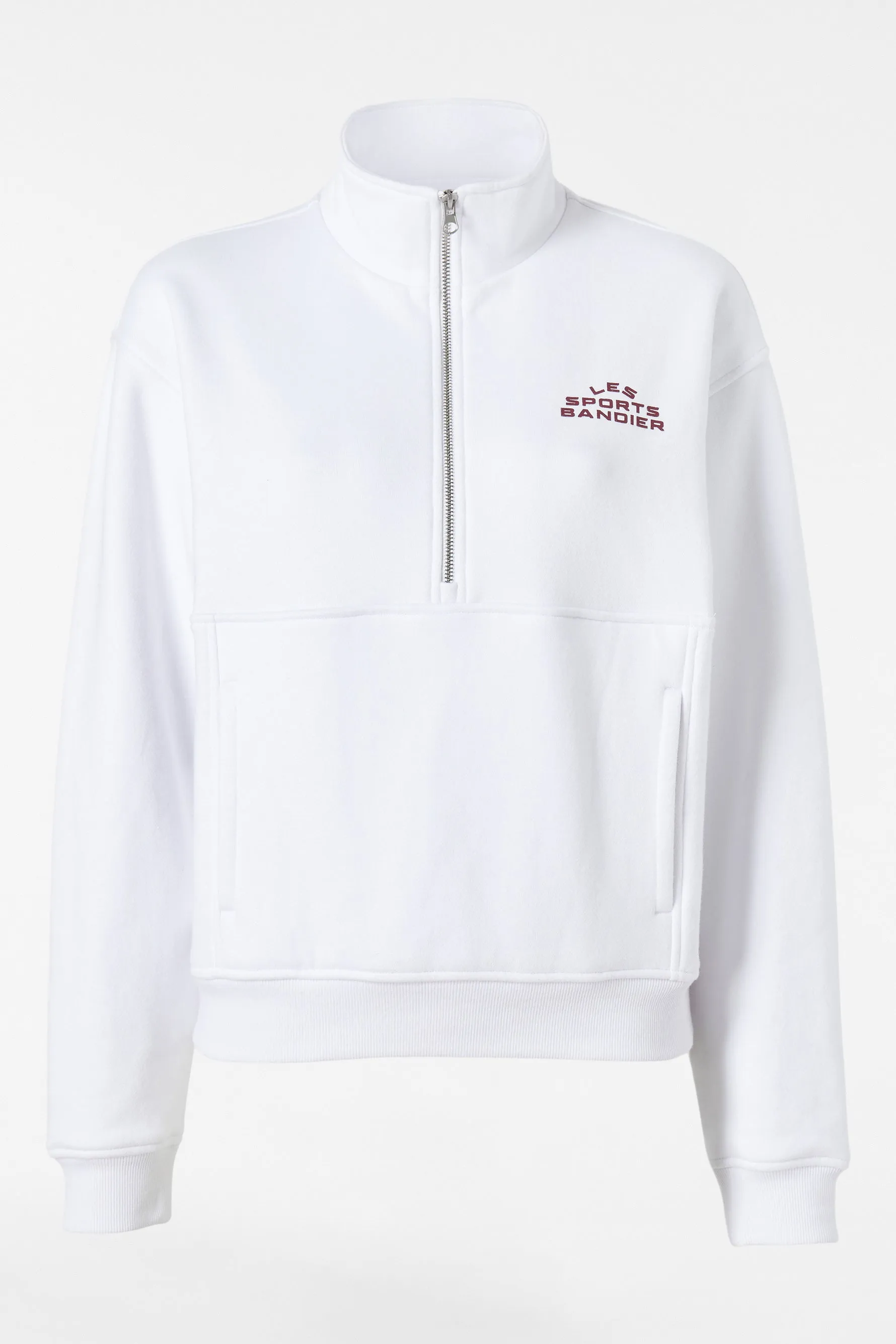 Les Sports Bandier 1/2 Zip Sweatshirt - White/cordovan