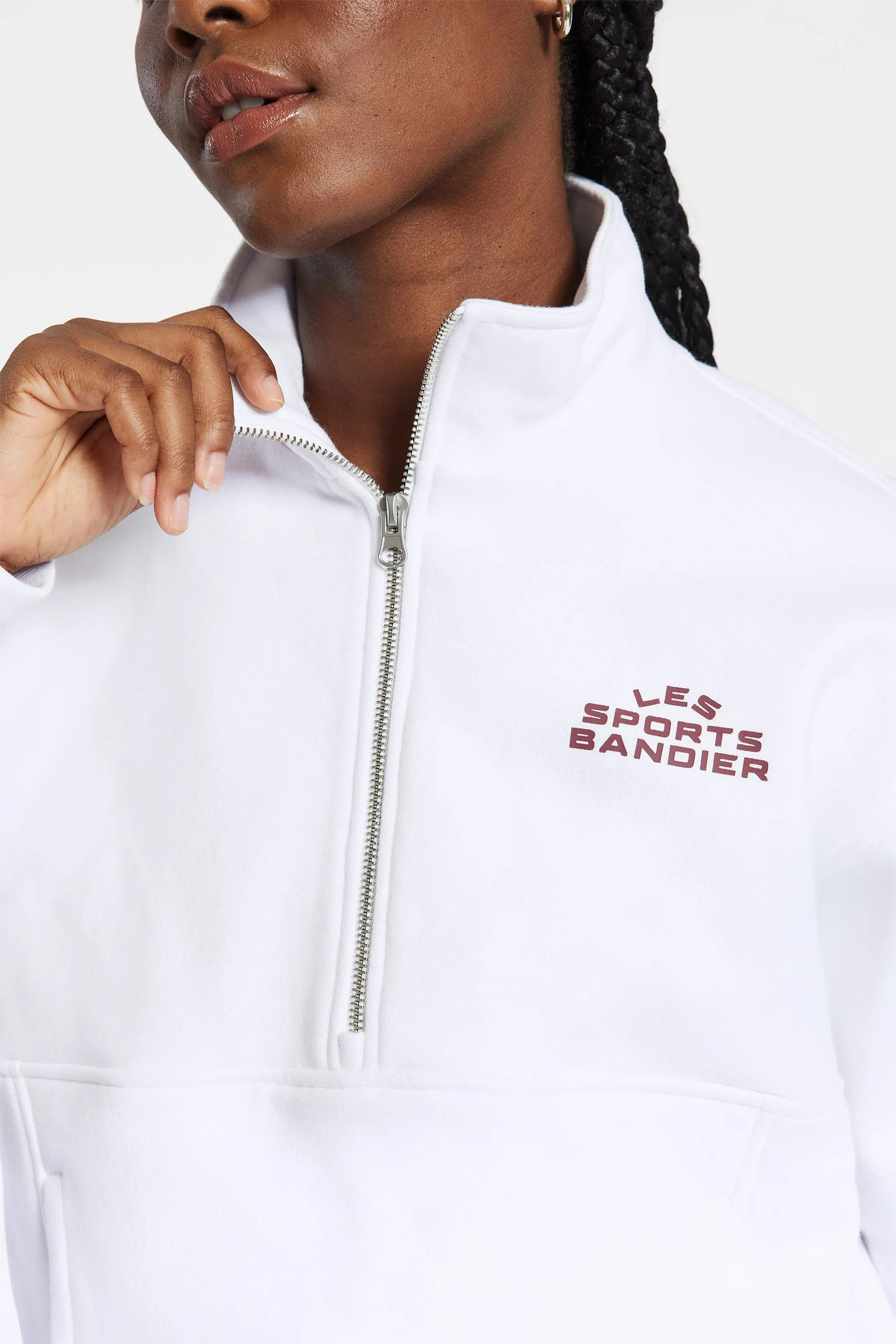 Les Sports Bandier 1/2 Zip Sweatshirt - White/cordovan