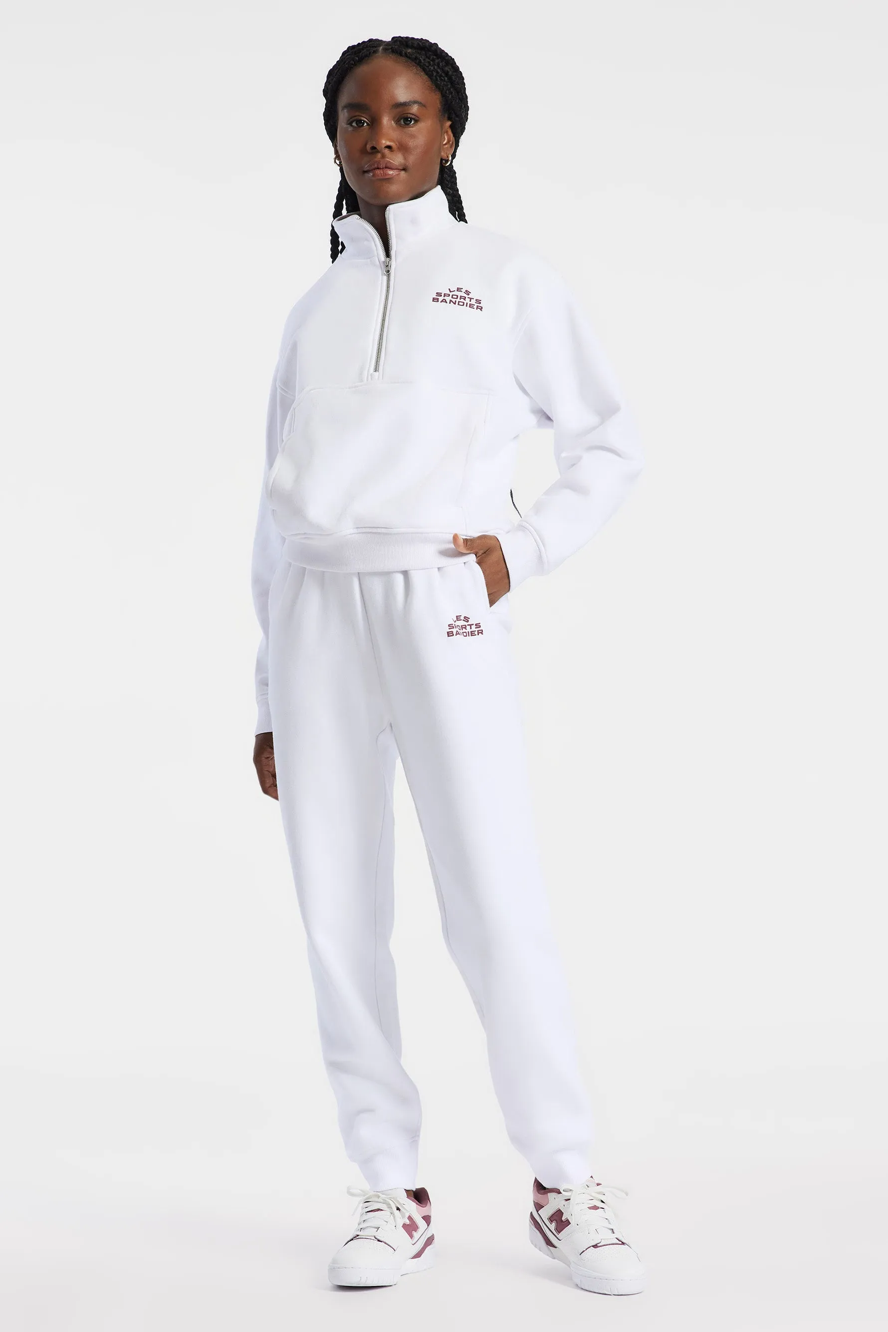 Les Sports Bandier 1/2 Zip Sweatshirt - White/cordovan