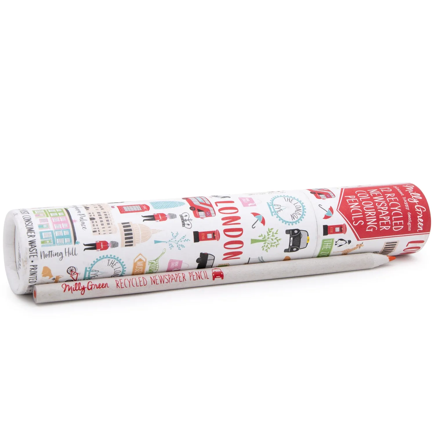 London Adventures Recycled Newspaper Colouring Pencils Set by Milly Green