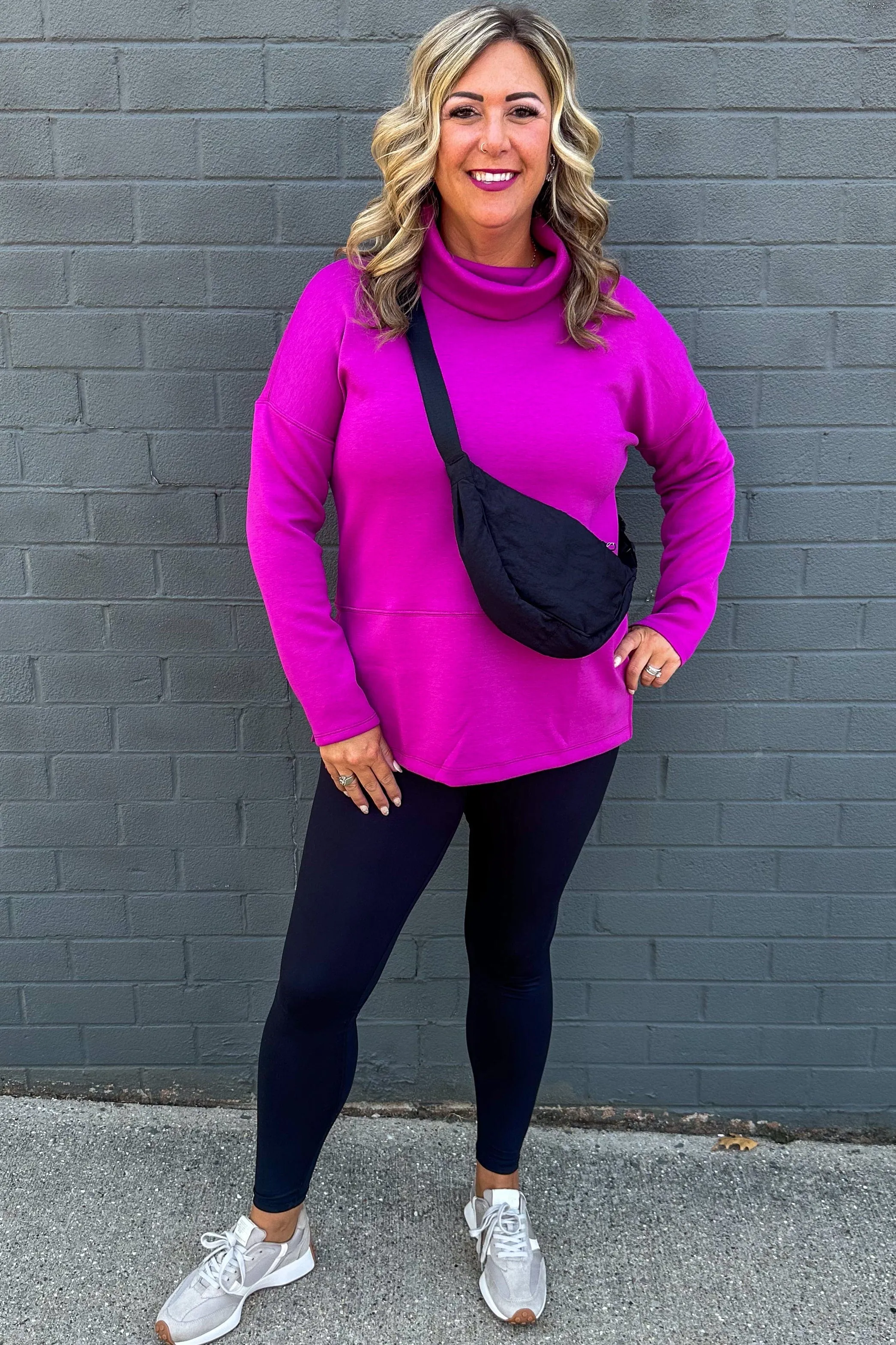 Magenta Cozy Cowl Neck Pullover